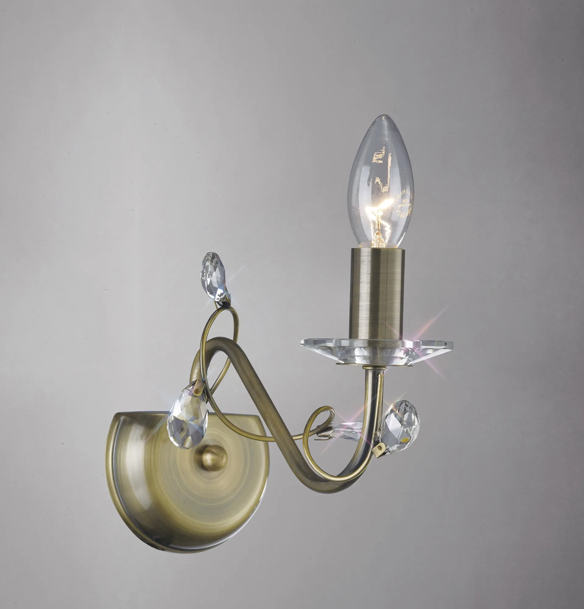 IL31221  Willow Crystal Wall Lamp 1 Light Without Shade Antique Brass